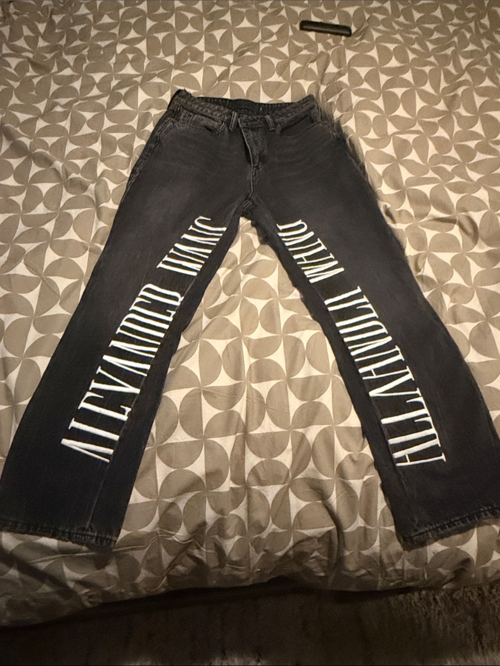 Alexander Wang Black Jeans with White Vertical Logo